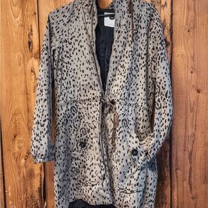 Stylish muted green Leopard Print Women's Jacket Size L